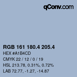 カラーコード: RGB 161 180.4 205.4 | qconv.com
