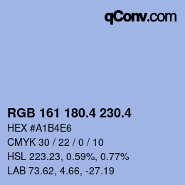 カラーコード: RGB 161 180.4 230.4 | qconv.com