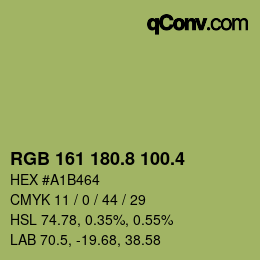 カラーコード: RGB 161 180.8 100.4 | qconv.com