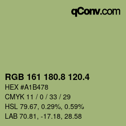 カラーコード: RGB 161 180.8 120.4 | qconv.com