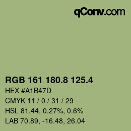 カラーコード: RGB 161 180.8 125.4 | qconv.com