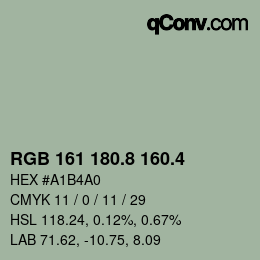 カラーコード: RGB 161 180.8 160.4 | qconv.com