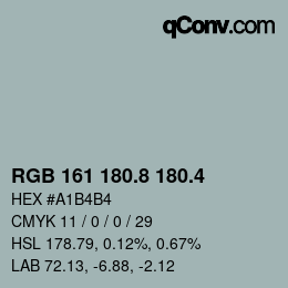 カラーコード: RGB 161 180.8 180.4 | qconv.com