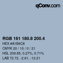 カラーコード: RGB 161 180.8 200.4 | qconv.com