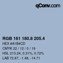 カラーコード: RGB 161 180.8 205.4 | qconv.com