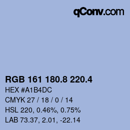 カラーコード: RGB 161 180.8 220.4 | qconv.com