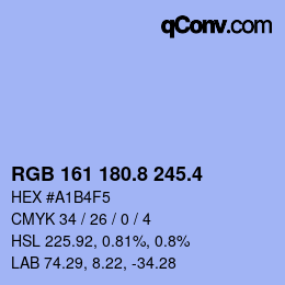 カラーコード: RGB 161 180.8 245.4 | qconv.com