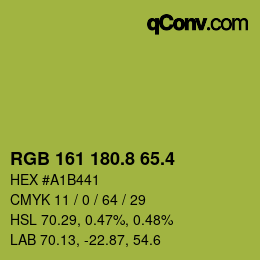 カラーコード: RGB 161 180.8 65.4 | qconv.com