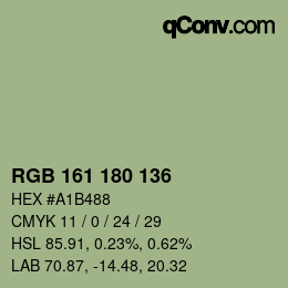 Código de color: RGB 161 180 136 | qconv.com