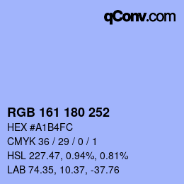 カラーコード: RGB 161 180 252 | qconv.com