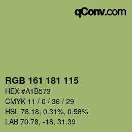 Code couleur: RGB 161 181 115 | qconv.com
