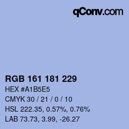 カラーコード: RGB 161 181 229 | qconv.com