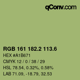 カラーコード: RGB 161 182.2 113.6 | qconv.com