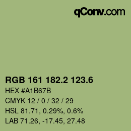 カラーコード: RGB 161 182.2 123.6 | qconv.com