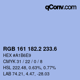 カラーコード: RGB 161 182.2 233.6 | qconv.com