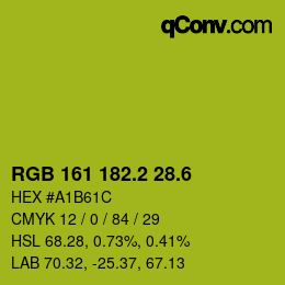 カラーコード: RGB 161 182.2 28.6 | qconv.com