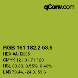 カラーコード: RGB 161 182.2 53.6 | qconv.com