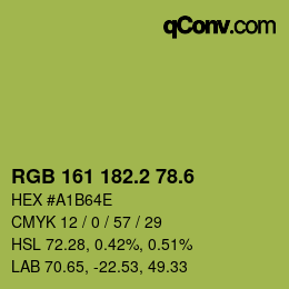カラーコード: RGB 161 182.2 78.6 | qconv.com