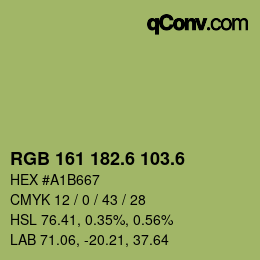 カラーコード: RGB 161 182.6 103.6 | qconv.com