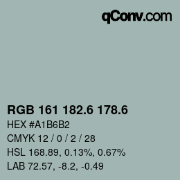 カラーコード: RGB 161 182.6 178.6 | qconv.com