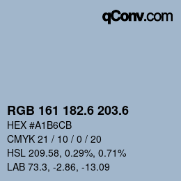カラーコード: RGB 161 182.6 203.6 | qconv.com