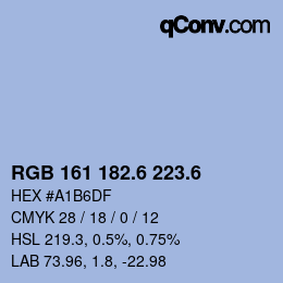 カラーコード: RGB 161 182.6 223.6 | qconv.com