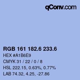 カラーコード: RGB 161 182.6 233.6 | qconv.com