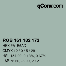 カラーコード: RGB 161 182 173 | qconv.com