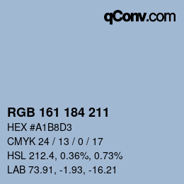 Código de color: RGB 161 184 211 | qconv.com