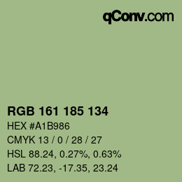 Color code: RGB 161 185 134 | qconv.com