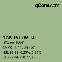 Color code: RGB 161 186 141 | qconv.com