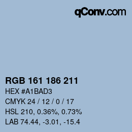 颜色代码: RGB 161 186 211 | qconv.com