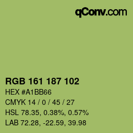 Color code: RGB 161 187 102 | qconv.com