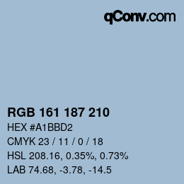 Color code: RGB 161 187 210 | qconv.com