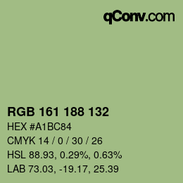 Color code: RGB 161 188 132 | qconv.com