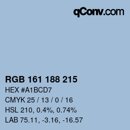 Color code: RGB 161 188 215 | qconv.com
