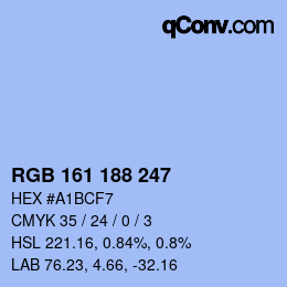 颜色代码: RGB 161 188 247 | qconv.com