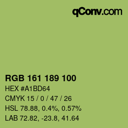 Color code: RGB 161 189 100 | qconv.com
