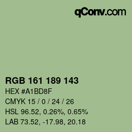 カラーコード: RGB 161 189 143 | qconv.com