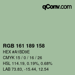 Color code: RGB 161 189 158 | qconv.com