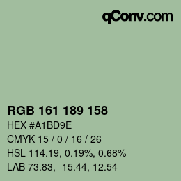 カラーコード: RGB 161 189 158 | qconv.com
