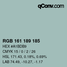 Color code: RGB 161 189 185 | qconv.com