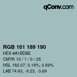 Código de color: RGB 161 189 190 | qconv.com