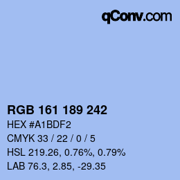 Color code: RGB 161 189 242 | qconv.com