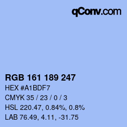 Farbcode: RGB 161 189 247 | qconv.com