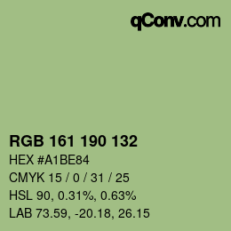 Color code: RGB 161 190 132 | qconv.com