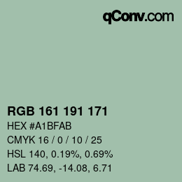 Color code: RGB 161 191 171 | qconv.com