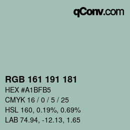 カラーコード: RGB 161 191 181 | qconv.com