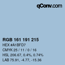 カラーコード: RGB 161 191 215 | qconv.com
