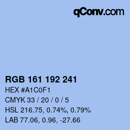 カラーコード: RGB 161 192 241 | qconv.com
